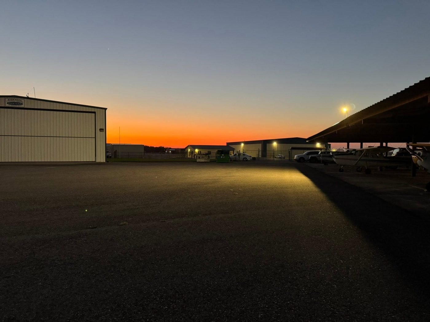 Hangar row at sunset